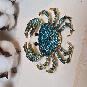 Azure Tide Crab Brooch Crystal Ocean Summer Beach | NWOT